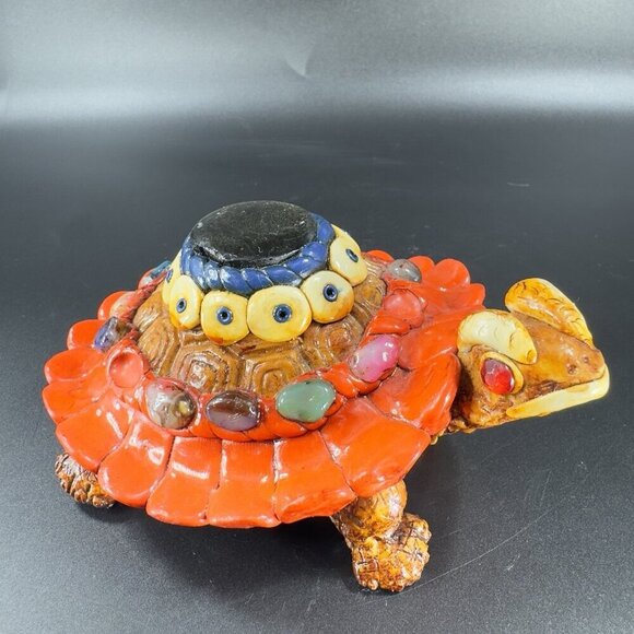 Vintage Mexican Turtle Figurine Resin With Stones Hand Crafted Figure Decor VTG - Picture 1 of 12